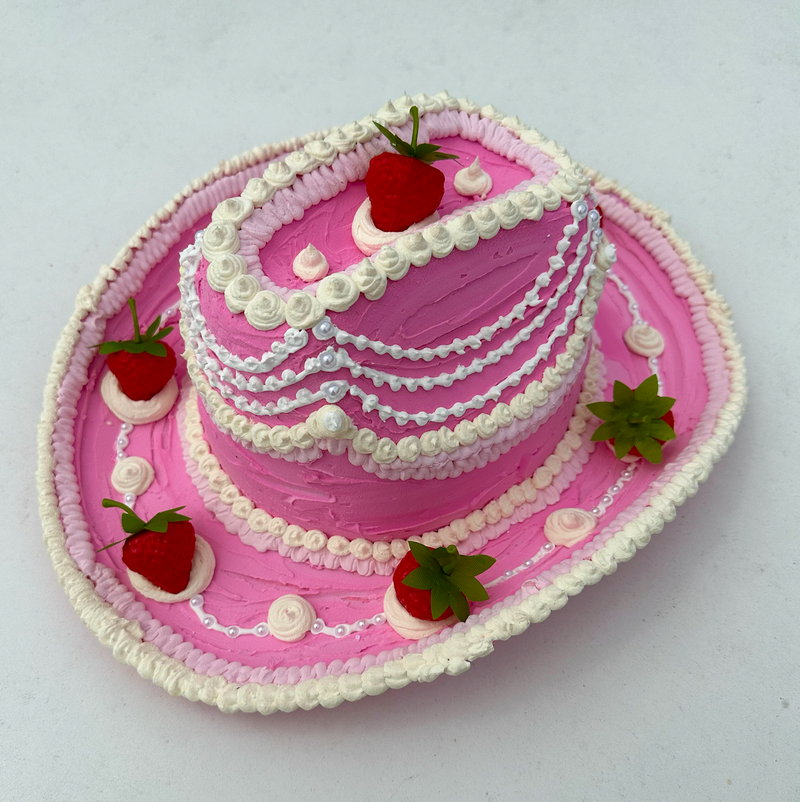 Caked Up Cow Girl Hat - Strawberry