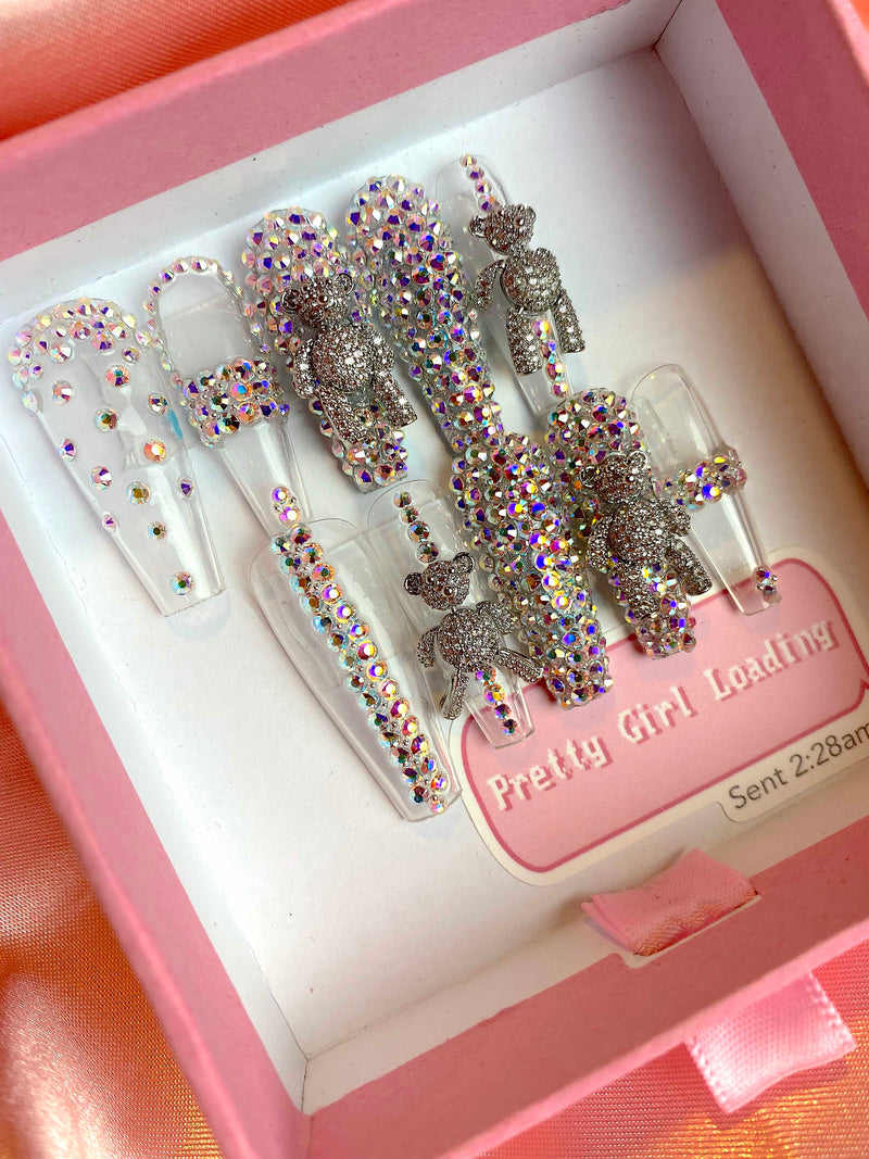 Bling Teddy Graham Press-On Nails